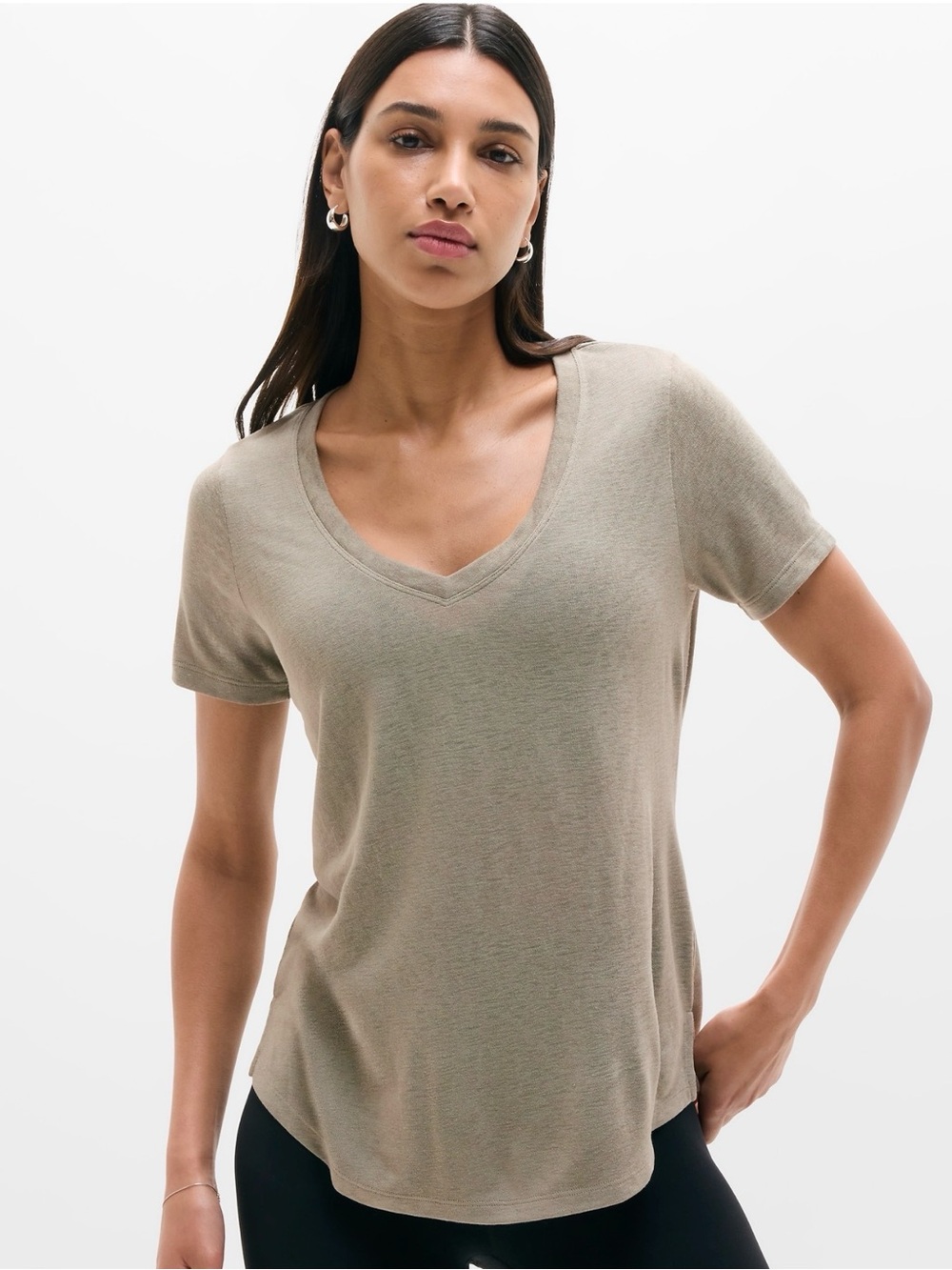 NWT Athleta Breezy Scoop V-Neck Tee | XL | Willow